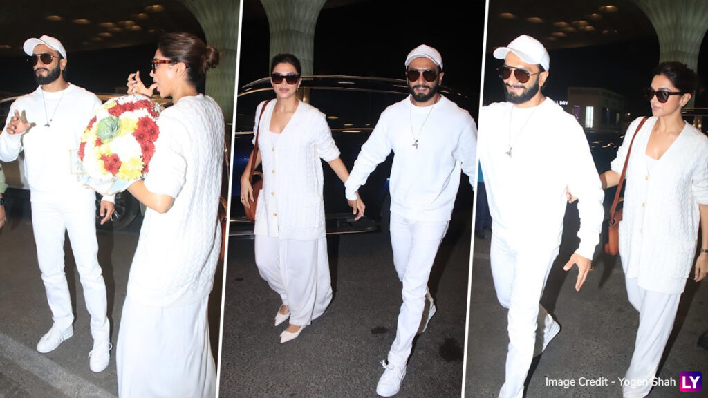 Deepika Padukone and Ranveer Singh Twin in White for Their First Appearance After Pregnancy Announcement