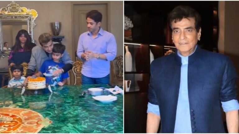“Jeetendra’s 82nd Birthday Celebration: Cake Cutting with Tusshar Kapoor, Ekta Kapoor, and Grandchildren”