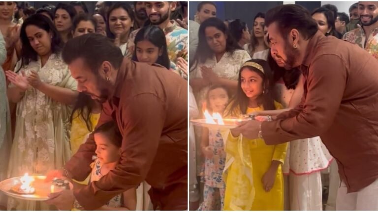 Salman Khan Performs Ganpati Aarti with Niece Ayat at Arpita Khan's Home; Salim Khan, Iulia Vantur, and Other Family Members Attend