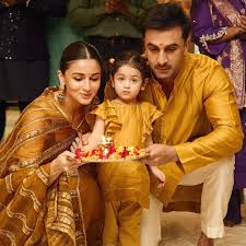 Alia Bhatt, Ranbir Kapoor, and Daughter Raha Dazzle in Coordinated Gilded Ethnic Attire for Diwali 2024