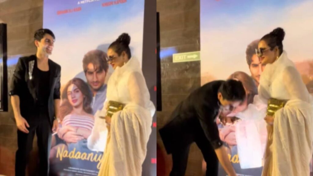 Ibrahim Ali Khan Touches Rekha's Feet at Nadaaniyan Screening, Sara Ali Khan Pens Heartfelt Note