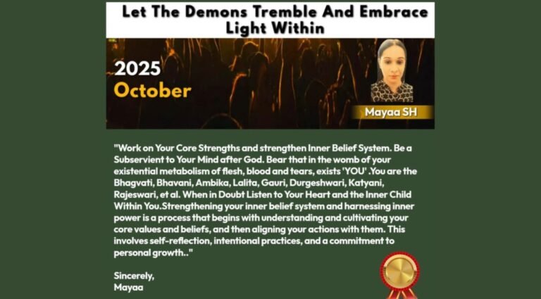 Mayaa SH Shares A Cryptic Letter To The Citizens On “Let The Demons Tremble And Embrace Light Within..”